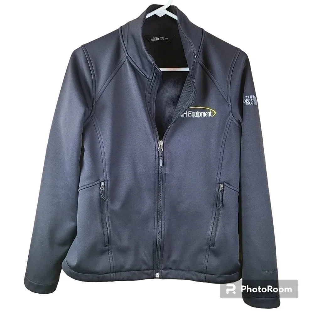The North Face woman's black full zip jacket with emblem